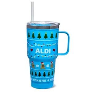 NWT Limited Edition ALDI Holiday Print 28oz Stainless SteelTumbler 2024